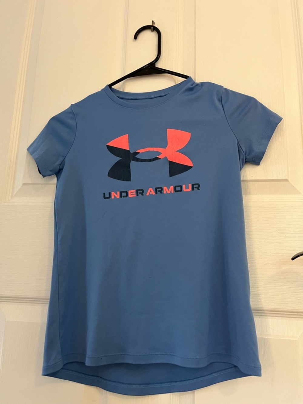 Under Armour Blue Tee with Coral and Black Logo